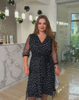 Вечерна рокля с блестяща мрежа