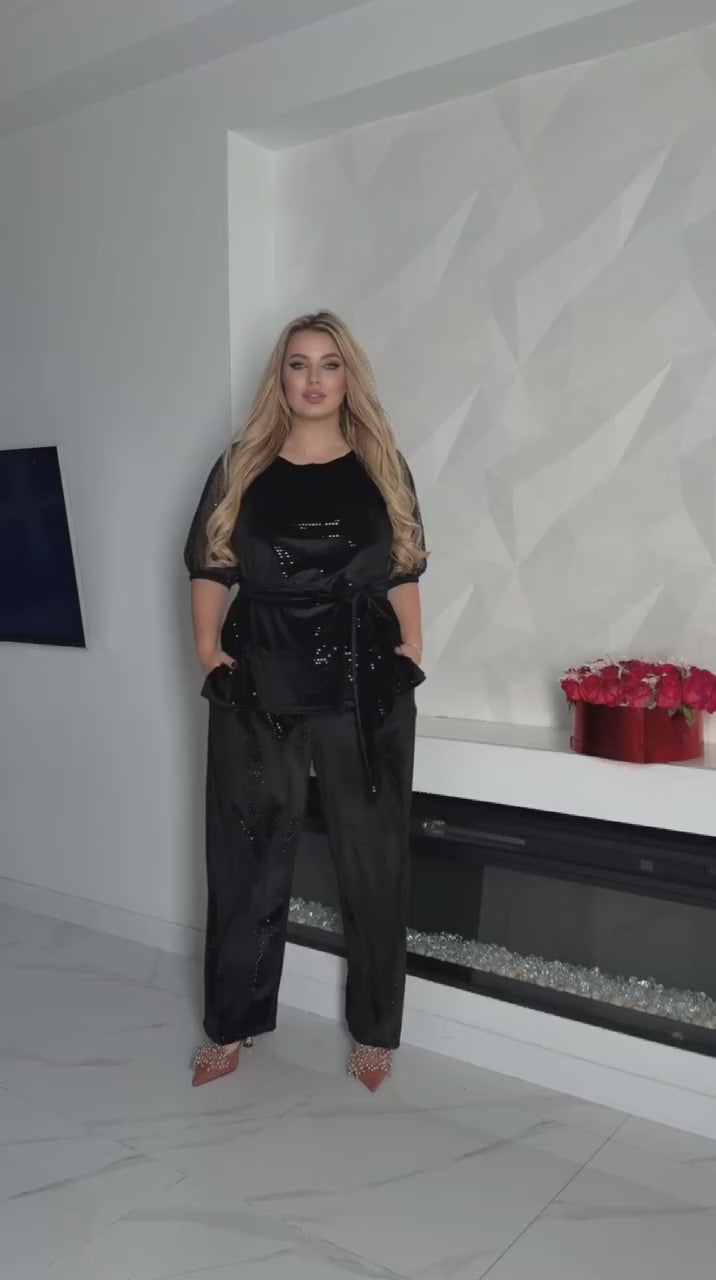 Кадифен комплект с блясък