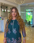Комплект с блуза от мрежа с бродерия