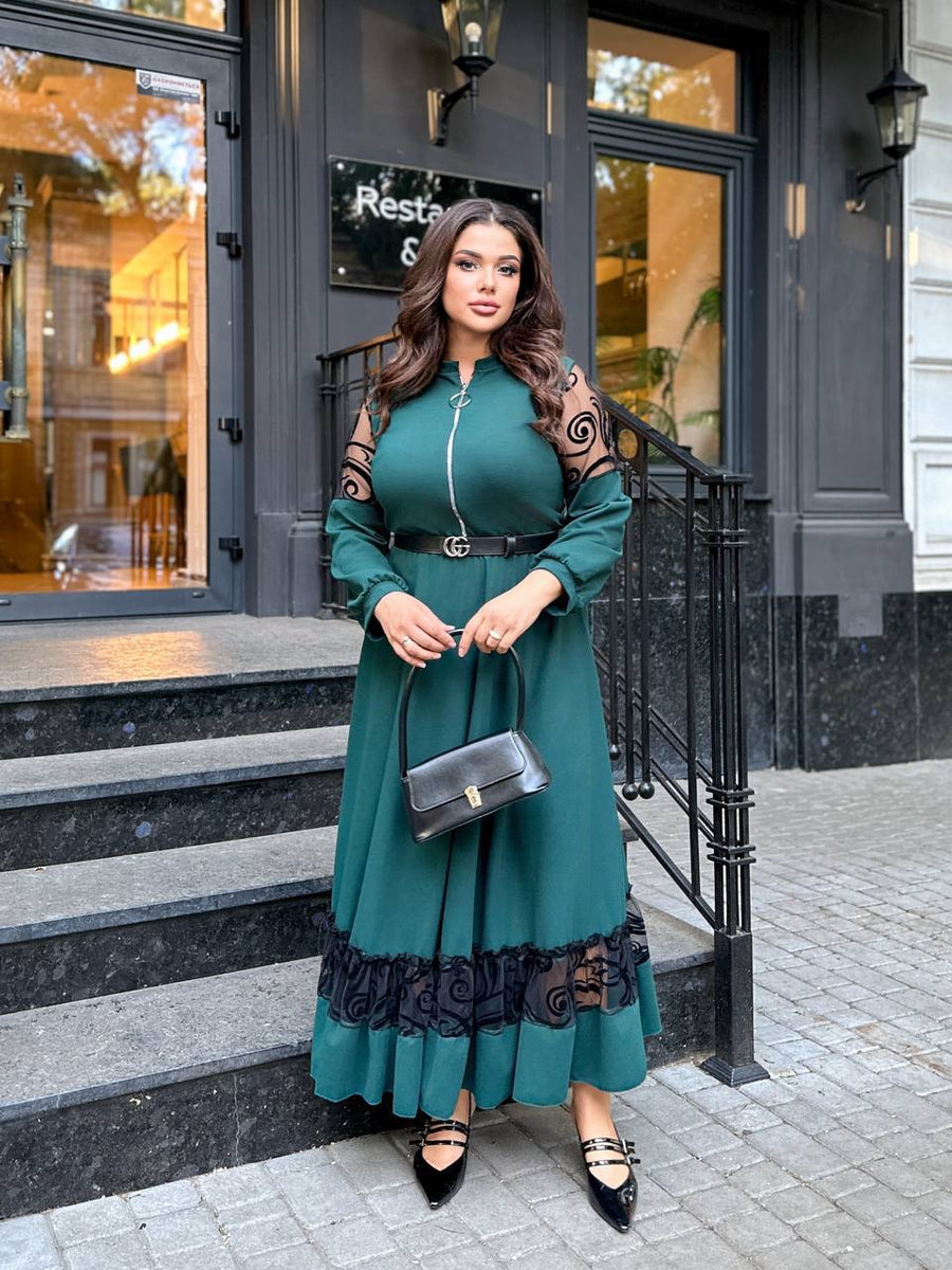 Дълга рокля с бродерия - Twiggy Shop