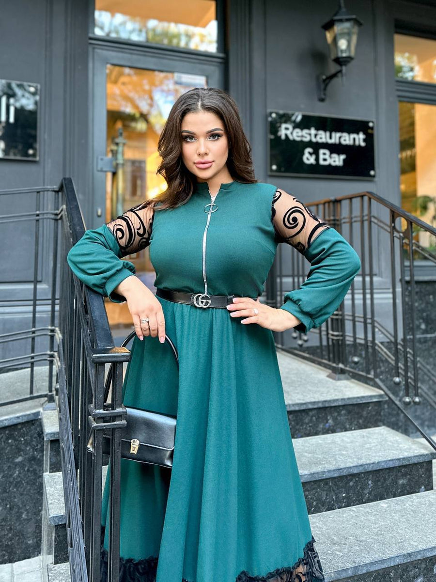 Дълга рокля с бродерия - Twiggy Shop