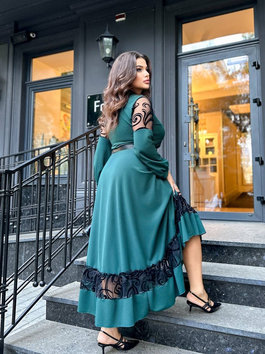 Дълга рокля с бродерия - Twiggy Shop