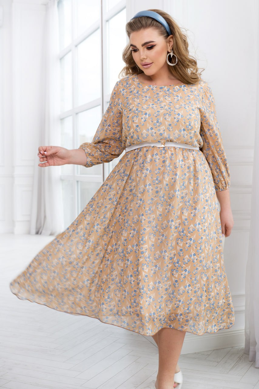 Рокля от шифон с колан - Twiggy Shop