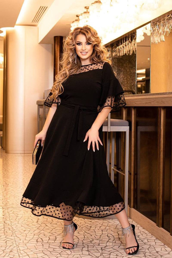 Разкроена рокля с мрежа - Twiggy Shop